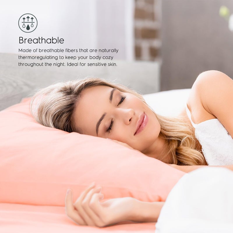 Tafts Cali-King Sheets Set, Pure 100% Viscose derived from Bamboo Bed Sheets Set, Luxuriously Soft, Silky, Cooling Sheets, Double Stitched, Lifetime Quality Promise (Pale Blush) - Image 3